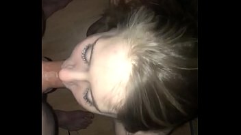 Preview 2 of Puasss Bnget - 19 Y/O deep throats and pulls on his balls untill he unloads on her face
