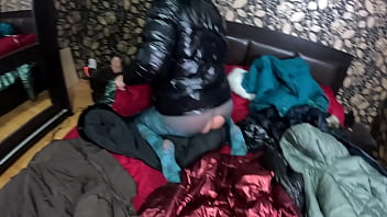 Preview 2 of Shopping Mall Sex Girl - Several shiny down-jackets used for fucking and masturbating 267
