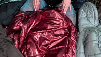 Preview 1 of Shopping Mall Sex Girl - Several shiny down-jackets used for fucking and masturbating 267