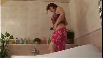 Preview 2 of Anal Papy Voyeur - Big Tits chubby teen in bathroom