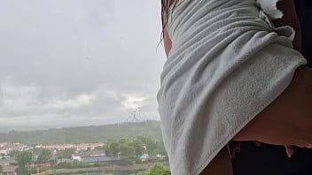 Preview 2 of Twerk Fuck Party - After shower getting hot orgasm near window