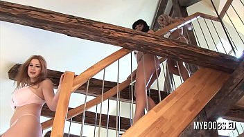 Preview 1 of 10 Yet X Vedo Com - Threesome Busty lesbians Wendy Star with Kora Kryk and Terry Nova on stairs