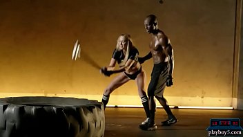 Preview 4 of Strap Tranny Fuck - Charlie Sheens ex girlfriend Brett Rossi gym workout