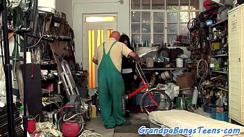 Preview 1 of Teacher Fuck Office - Asslicked amateur teen fucked by grandpa