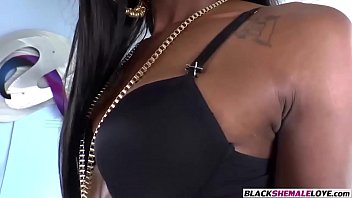 Preview 2 of Take Fast - Black shemale with a big cock masturbated for a camera