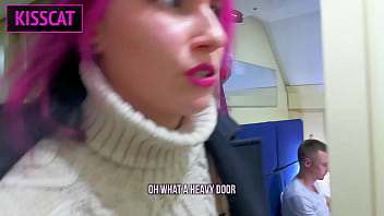 Preview 1 of He Help His Mom - My Neighbor Masturbates on the Train! Russian Student Fucks Public With Stranger