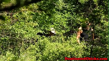 Preview 1 of Deep Throat Queens - Tattooed beauty dominated outdoors