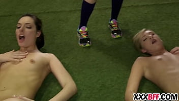 Preview 2 of Vidio Bokep Negeria - Lesbian soccer team fucks the noob