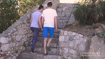 Preview 2 of Candid Small Leggings Ass - Very First Time as Bottom for Enzo Lemercier fucked by Gabriel Lambert