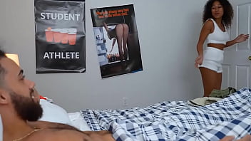 Preview 1 of Subway Fucker - Ebony teen stepsis fucks with stepbro