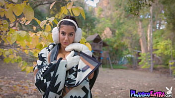 Preview 1 of Fidio Bokep Barat - Awesome brunette MILF Lena The Plug reveals her amazing boobs outdoor