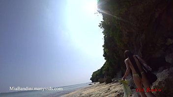 Preview 1 of Xx Video Sex Sister And Brother - FIT BEAUTY IS HIDING FOR PUBLIC BEACH DEEPTHROAT AND FUCK. MIA BANDINI