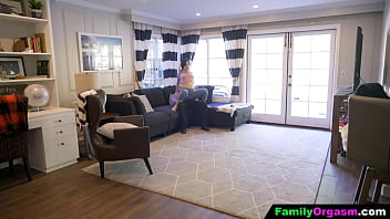 Preview 1 of Fahter N Son - FamilyOrgasm - Housewife Joins Her Partner and Stepdaughter After Cooking