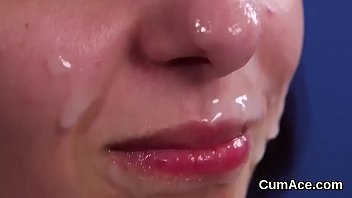 Preview 2 of Shop Worker - Unusual babe gets sperm load on her face eating all the semen