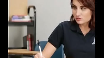 Preview 1 of Fake Tits Cougar - Hot-sexy beautiful girl crazy for teacher dick during study
