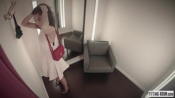 Preview 1 of Hots Auntys - Horny Sabrisse fucks her pussy wearing stockings in a lingerie fitting room
