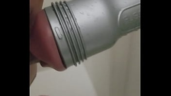 Preview 3 of Boy Tish - Shower mounted fleshlite makes dick explode
