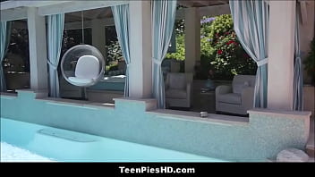 Preview 1 of Me Dressed - Bosses Teen Seduces Pool Guy Gets Creampie