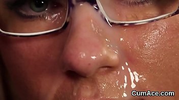 Preview 3 of Unvle Rape - Slutty peach gets cum load on her face eating all the spunk