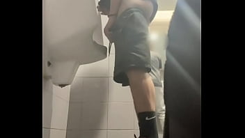 Preview 4 of Odisa Xnxx - 2 boys in sneakers having fun at public toilets&#039_ urinal