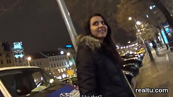 Preview 2 of Two Girls Rubbing Cock - Perfect czech nympho was seduced in the hypermarket and plowed in pov