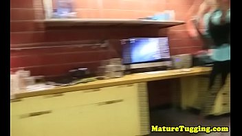 Preview 1 of Rein Water - MILF secretary wanks dick and gets titfucked