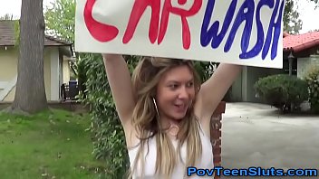 Preview 1 of Brrzzebs Cm - Pov car washing teen shows pussy