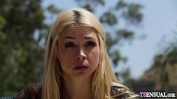 Preview 1 of Dog Exterem - Asian shemale with a big dick fucks a blonde female