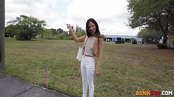 Preview 1 of Arbik Woman Sex - Teen Spreading Pussy for Cash in Bonk Bus