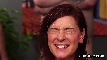 Preview 3 of Lebesan - Wicked bombshell gets jizz shot on her face swallowing all the sperm