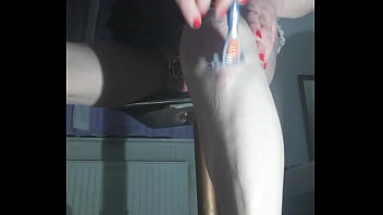 Preview 3 of Huge Chut Kitchen - Shaving legs and ass gold makeup