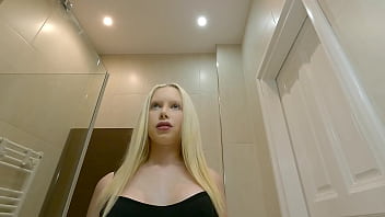 Preview 3 of Allexis Allure - Hot Brazilian Petite Blonde College Girl comes for a Fashion Lingerie Shooting prepares in the Bathroom turns a Porn Casting