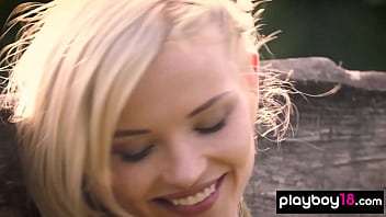 Preview 1 of Kidnaped Hard - Hungarian blondie Mikki Galante revels her fresh pussy on a floral meadow