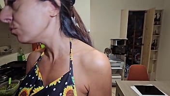 Preview 1 of Julani Vega Sex - Horny Cook Prepares Peas For Lunch And Asks For A Big Sausage In Exchange
