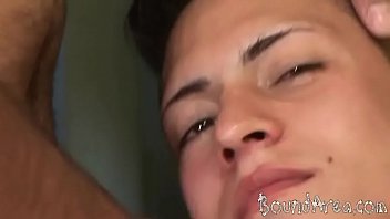 Preview 4 of Anal Hurts Mom - Restrained with a belt and rope boy gives oral job