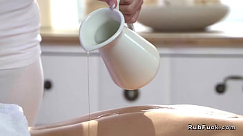 Preview 1 of Train Japan Xxx - Natural busty masseuse tribbing babe