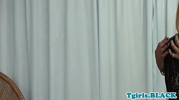 Preview 1 of Reon Otoww - Black american tgirl jerking off with passion