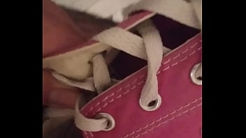 Preview 3 of Wife Slut Hentai - jizzing in pink converse sneakers