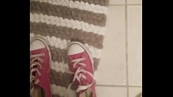 Preview 1 of Wife Slut Hentai - jizzing in pink converse sneakers