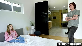 Preview 1 of Two Girls Massage - Stepbrother &amp_ stepsister freeuse teen roommate