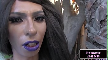 Preview 1 of Dance Sex Porn - Ebony femboy tugging her cock outdoors