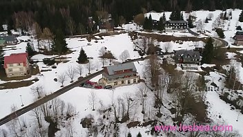 Preview 1 of Japan Mom Father - Lesbea Sexy young lesbians swap snow for intimate trib in winter cabin
