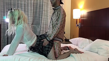 Preview 2 of Bbw Miles - Rapper Fucks Hot Blonde Trans College Girl Doggystyle
