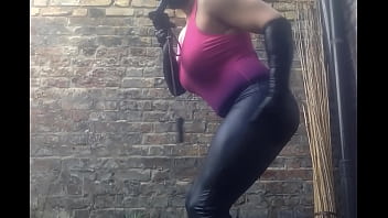 Preview 2 of Tennis Oh Wait - Yet another sissy sucking dildo in the garden