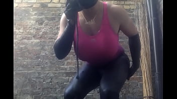 Preview 4 of Tennis Oh Wait - Yet another sissy sucking dildo in the garden