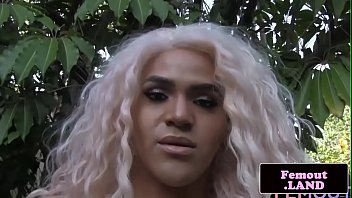 Preview 3 of Tube Porn Darkis - Amateur trap jerking her cock outdoors
