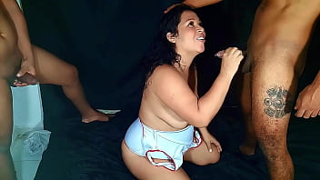 Preview 1 of Xxnv Virgin - Slutty hotwife in homemade threesome with two big dick black men while her cuckold husband films his swinger bitch wife&#039_s group sex. MILF DeisyYeraldine vs two BBC