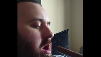 Preview 3 of Www Japani - Hot bearded guy gagging on chocolate bar.