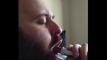 Preview 4 of Www Japani - Hot bearded guy gagging on chocolate bar.