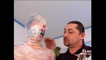 Preview 2 of Sane Luone Xxx Hd - Immobilized with cellophane and fucked behind